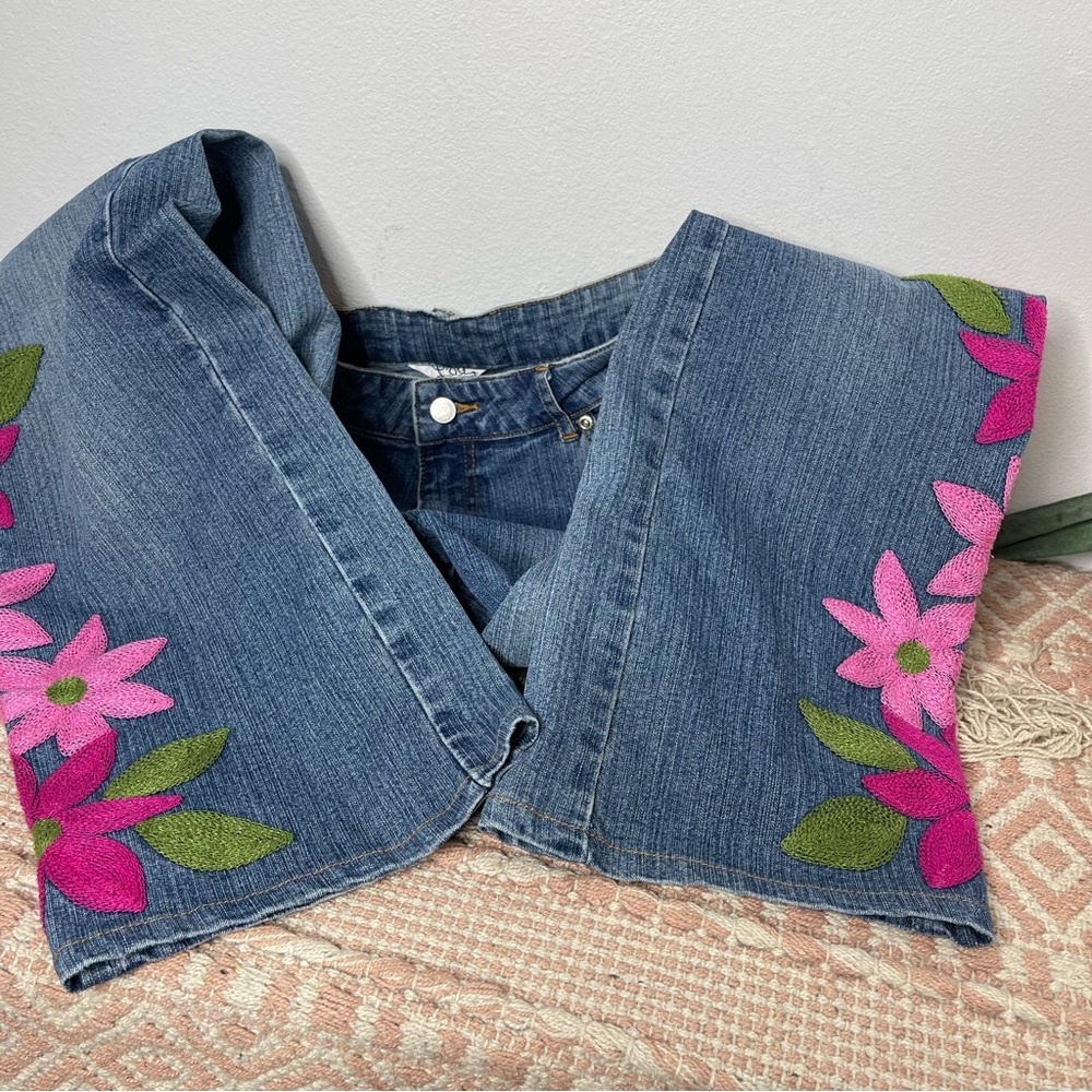 Vintage Lilly Pulitzer Y2K Funky Floral Embroidered Straight Jeans Size 6 - Picture 15 of 16